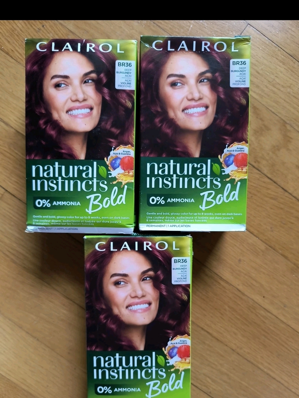 Clairol Natural Instincts Bold Permanent Hair Color BR36 Deep Burgundy 3 Pack